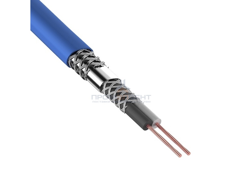 Кабель микрофонный экранированный 2х0,25 Rexant синий [бухта 100м]
